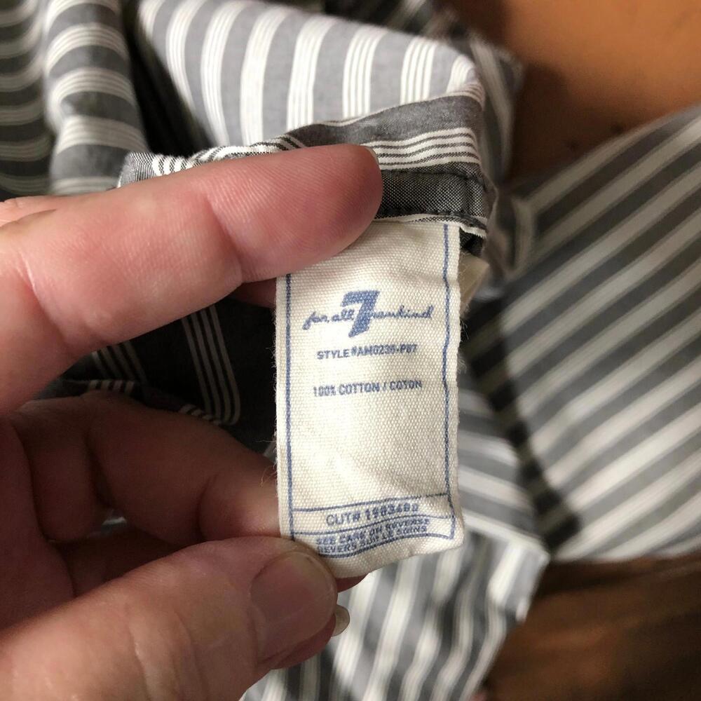 7 Seven For All Mankind Shirt Mens XXL Button Down Cotton Gray Stripe - Picture 7 of 8